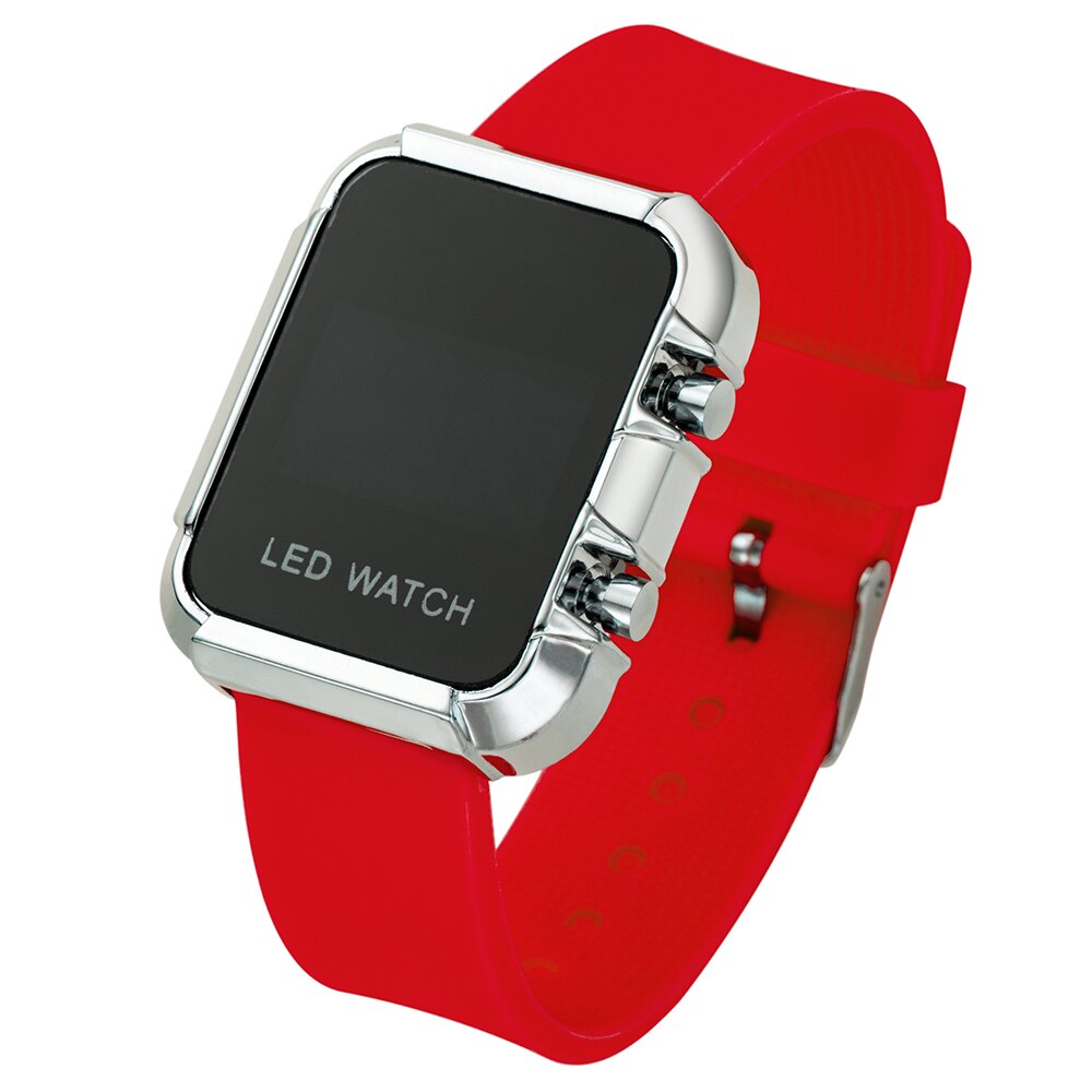 Reloj Digital con correa rosa para niños, pulsera con esfera cuadrada LED, para estudiantes y bebés, novedad