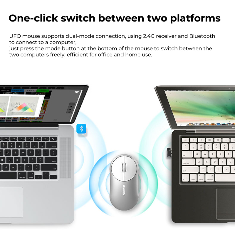 DAREU Bluetooth Wireless Mouse BT 2.4Ghz Dual Mode Mini Mute Mice with Silent Rotary Switch For PC Steam Computer