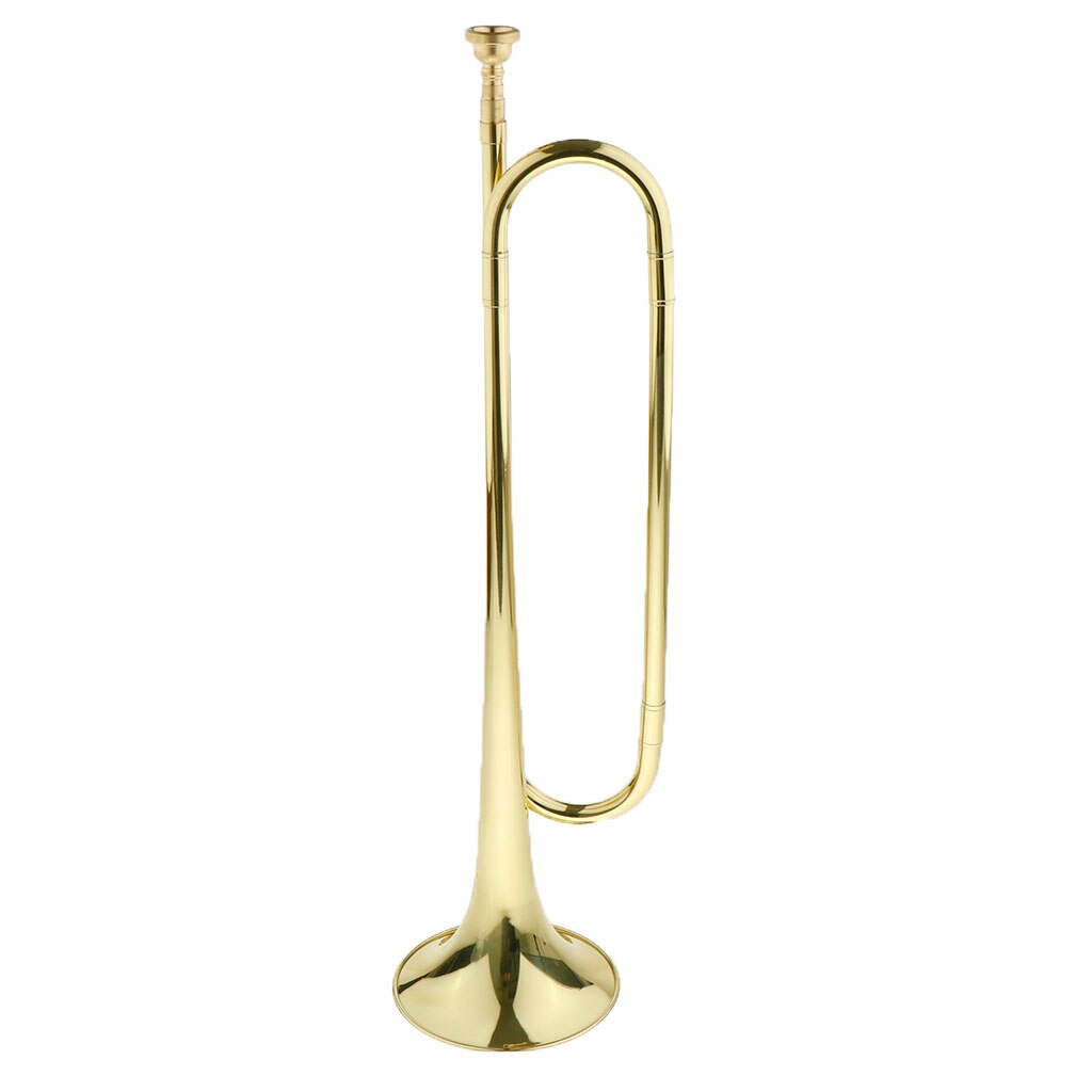 Brass Blowing Bugle Horn, B Key, Golden, Loud Sound, with Flag Gloves