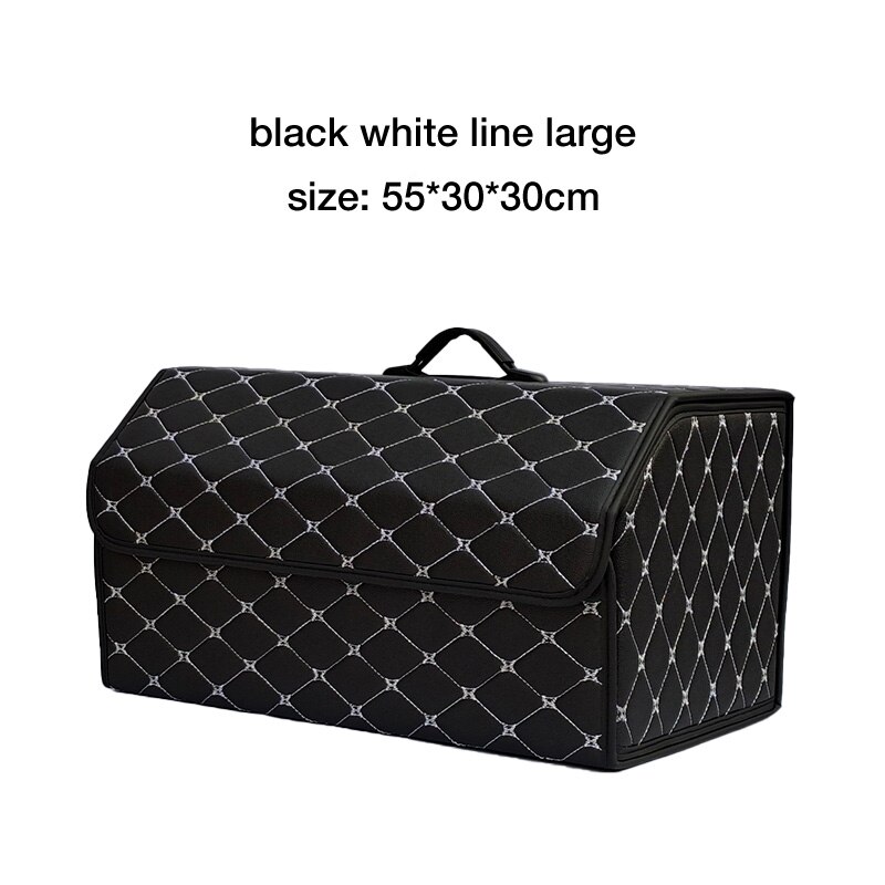 Multipurpose Collapsible Car Trunk Storage Organizer With Lid Portable Car Storage Bag Car Trunk Organizer: black white L