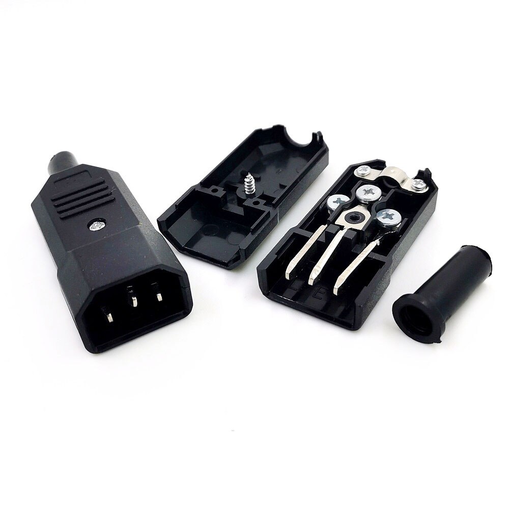 10pcs/lot IEC320 AC C14 Male + C13 Female Inline Rewirable Main Power Socket Plug 250V 10A Connector