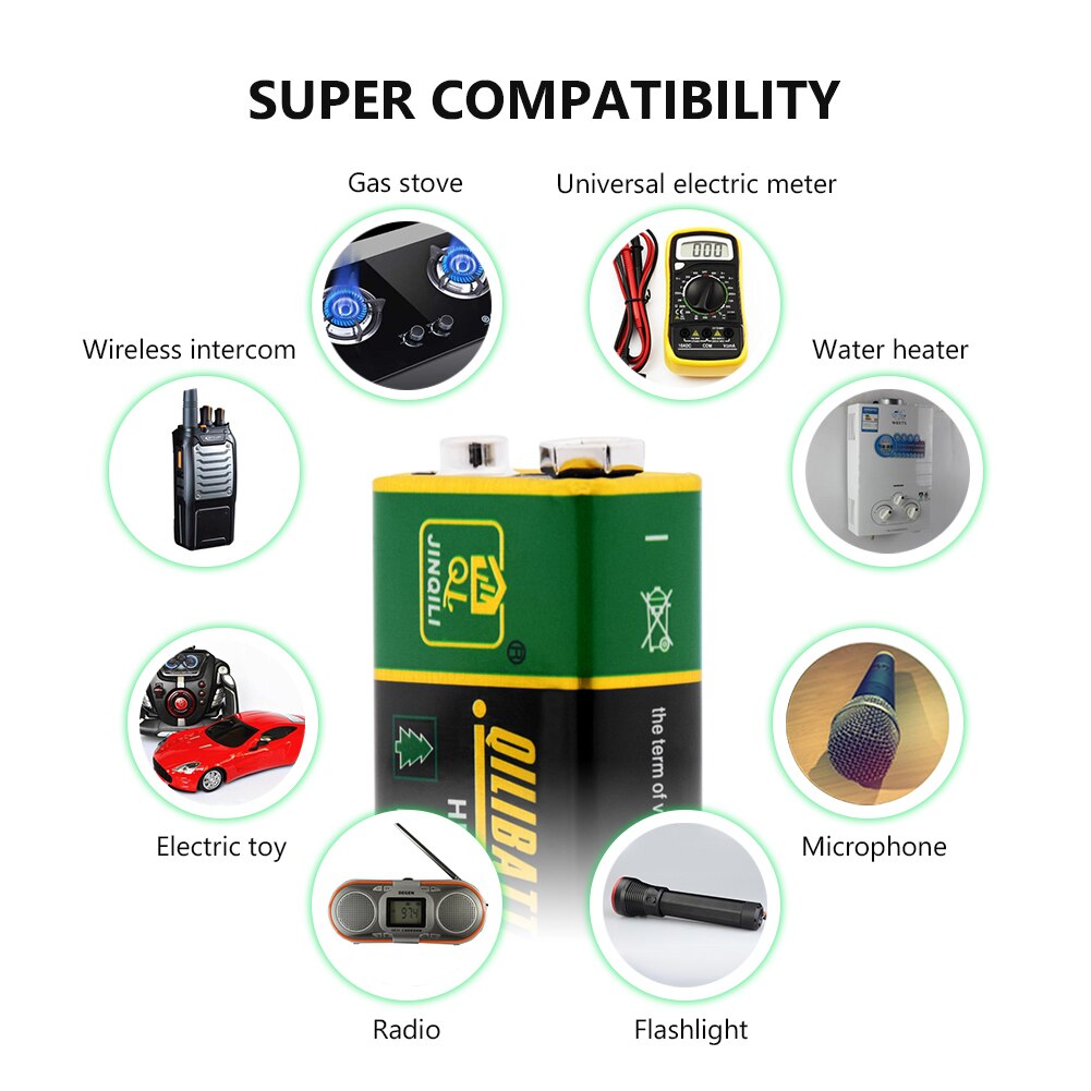 4pcs YCDC Super Heavy Duty 9V 6F22 Battery Single-use Carbon Zinc Battery for Smoke Alarm electronic thermometer