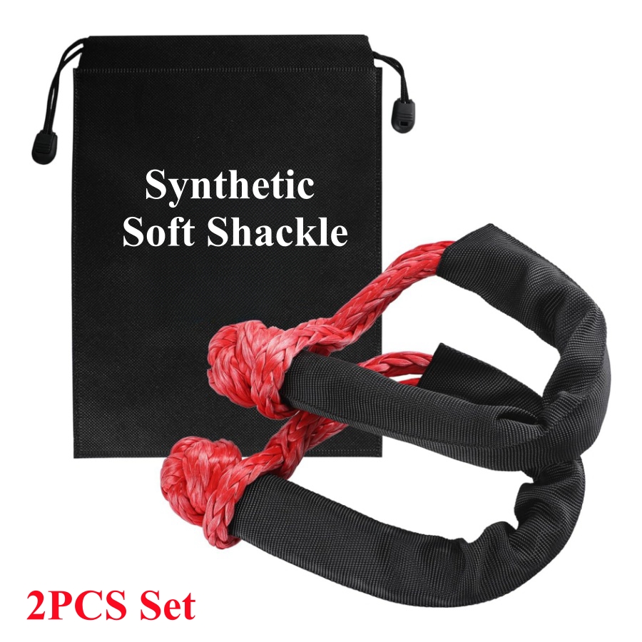 2 Packs Synthetic Soft Shackles With Storage Bag 41,000 lbs Max Break Strength 1/2" X 22 Inch Rugged Off Road Shackles Recovery