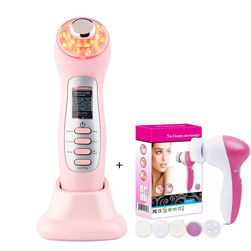 ultraschall 3MHz Galvanische 7 in 1 Haut Gesichts Pflege LED Blau verrotten Licht Photon Mikro-strom Aufzug hautstraffung Schönheit Gerät: 4