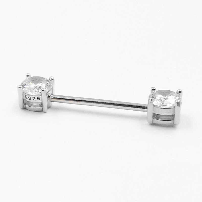 Anel de mamilo de prata esterlina 925, anel de mamilo com frente dupla, 18g * 14/16mm, joia piercing de corpo, 1 peça