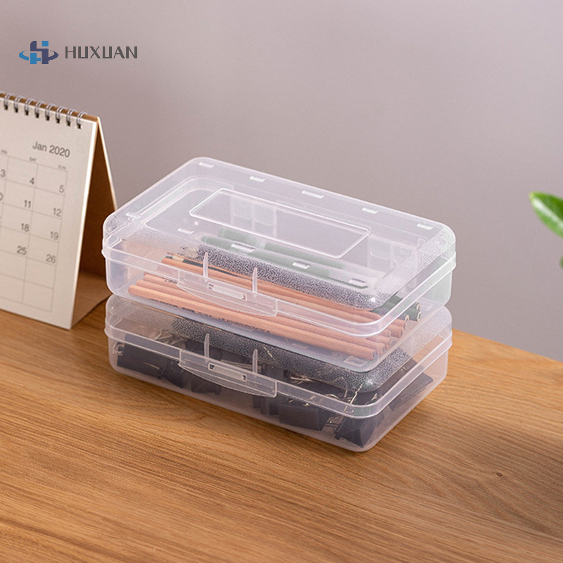 1pcs Transparent Pencil Box Hard Plastic Pencil Case Crayon Pen Box Sketch Pencil Case Stacking Office Supplies Organizer Box