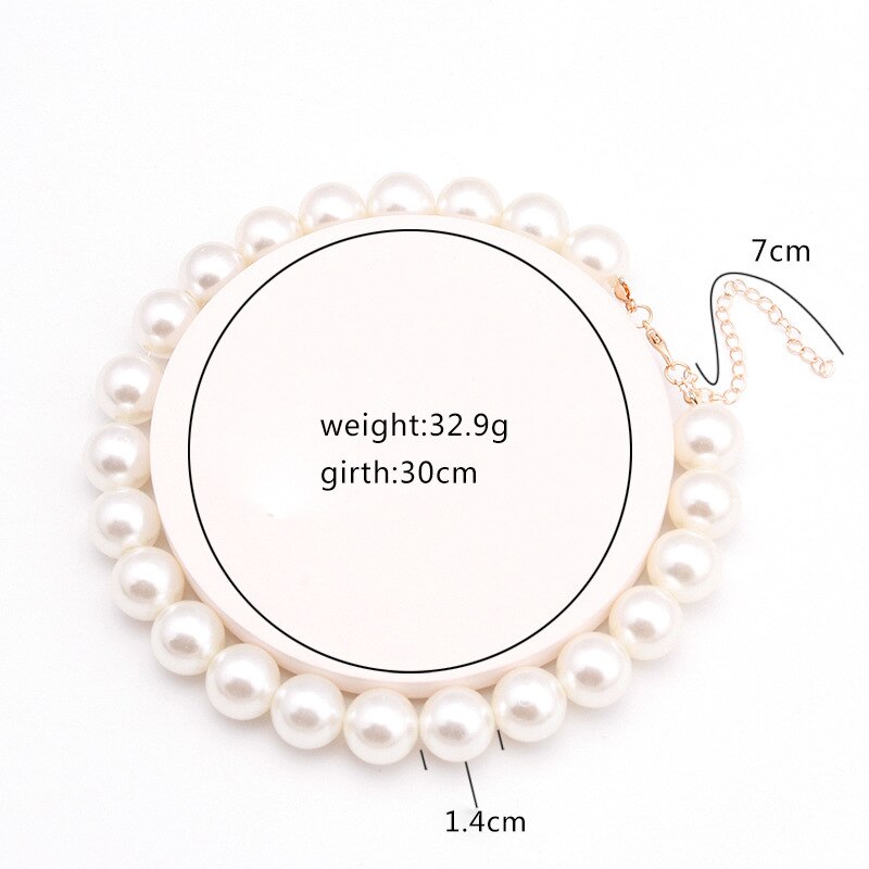 JCYMONG-gargantilla Simple de perla blanca de imitación para mujer, collar , perla redonda simulada grande, joyería para bodas, 5 tamaños,: 1.4cm