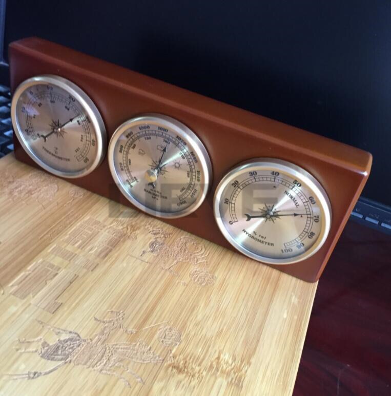3Pcs/Set Hygrometer Manometer Thermometer Barometer With Wooden Frame Base Ornaments/Weather Station Instrument