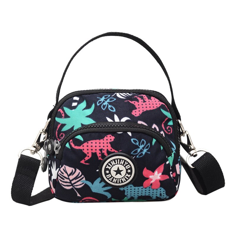 Bolso bandolera Floral con flores para mujer, Bolso pequeño Vintage de lona para chicas, bolso cruzado de nailon, bolsos de hombro: animal