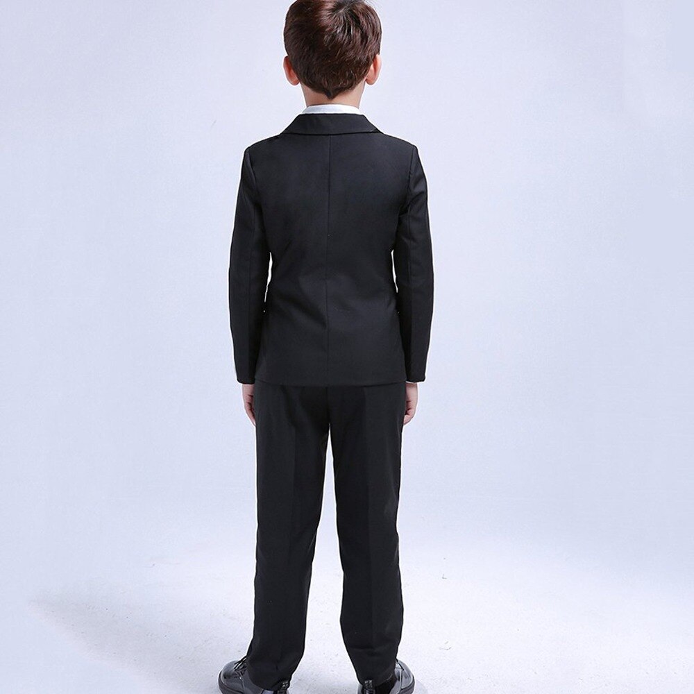 Children Suit Tuxedo Dress Party Ring bearer 5 Pcs Black Toddler Boys Suits Wedding Formal