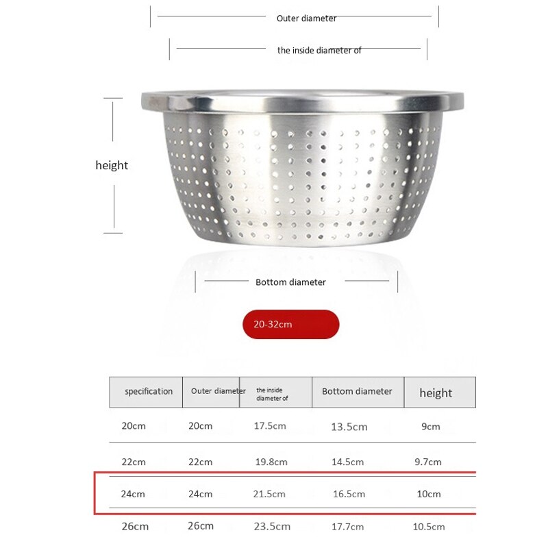 2Pcs Verdikte Rvs Wastafel Voor Thuisgebruik Keuken Eiklopper En Noodle Soep Drain Kom Plantaardige Wastafel Set