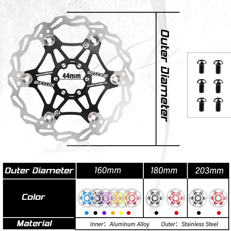 BUCKLOS Bike Floating Rotors 160mm 180mm 203mm Bicycle Hydraulic Disc Brake Rotor Road Mountain Bike Brake Disc Bicycle Brake