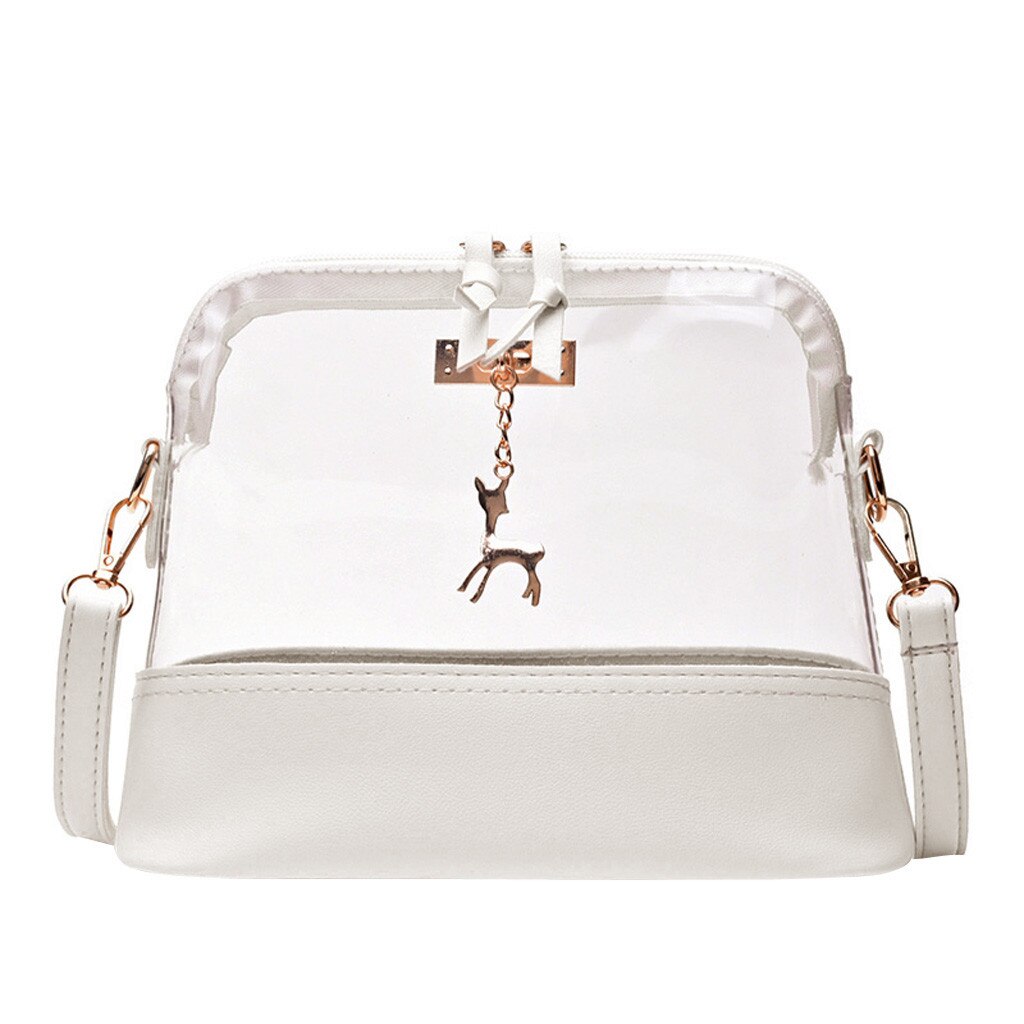 OCARDIAN Bag Women Transparent Fawn Pendant Shell Crossbody Bag Pure color Shoulder Bag handbags Mujer apr5: White