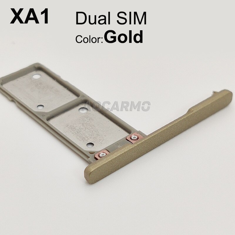 Aocarmo Single Dual SIM Card Holder Reader Sim Tray Slot With Cover For Sony Xperia XA1 G3121 G3125 G3112 G3116: Gold Dual SIM