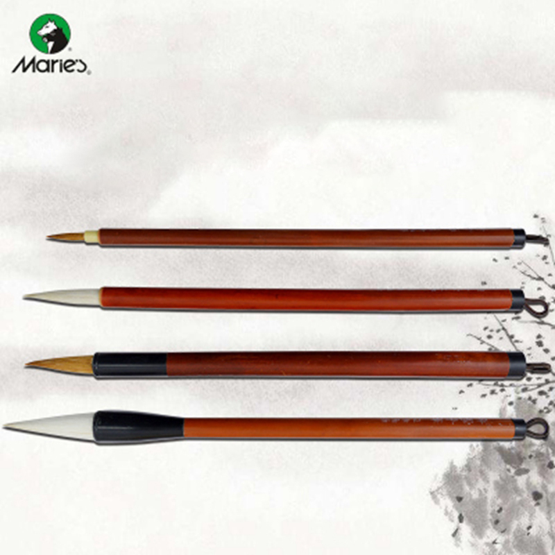 Marie&#39;s Wolf/Schapen Haar Kalligrafieborstel Chinese Schrijven Borstel 4 stks/set Schilderij Tekening Schrijven Borstel Praktijk Levert G1324