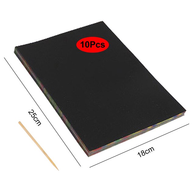 Magic Kleur Rainbow Scratch Art Paper Card Set Speelgoed Met Graffiti Stencil Voor Tekening Stok Diy Art Schilderen Kit Speelgoed kids: 10Pcs 16K