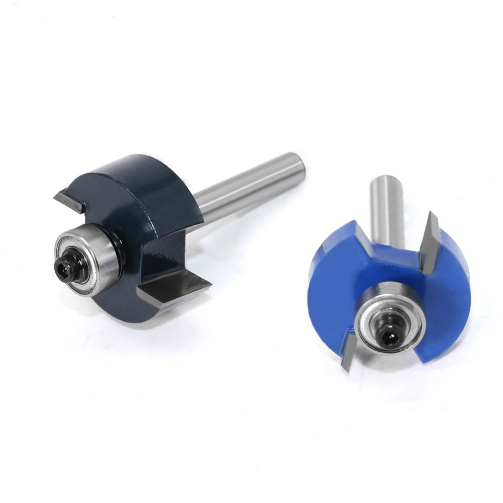 Rabbet Router Bit with 6 Bearings Set - 1/4" Shank 6mm shank Woodworking cutter Tenon Cutter for Woodworking Tools