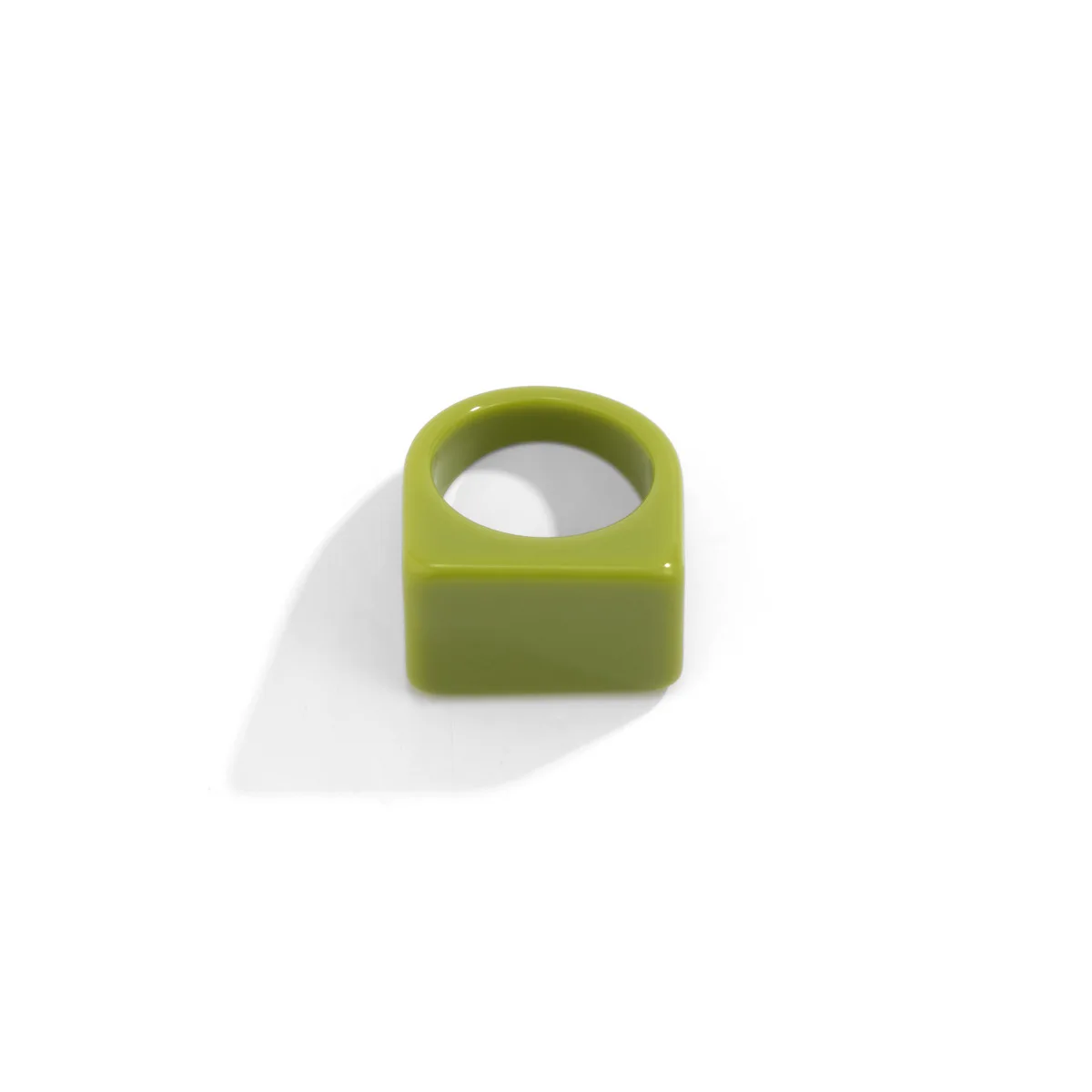 Anillo de plástico geométrico cuadrado grande y atrevido para mujer, anillos de dedo Knukle para mujer, anillo grueso de acrílico de colores sólidos simples, de joyería para niñas: Verde