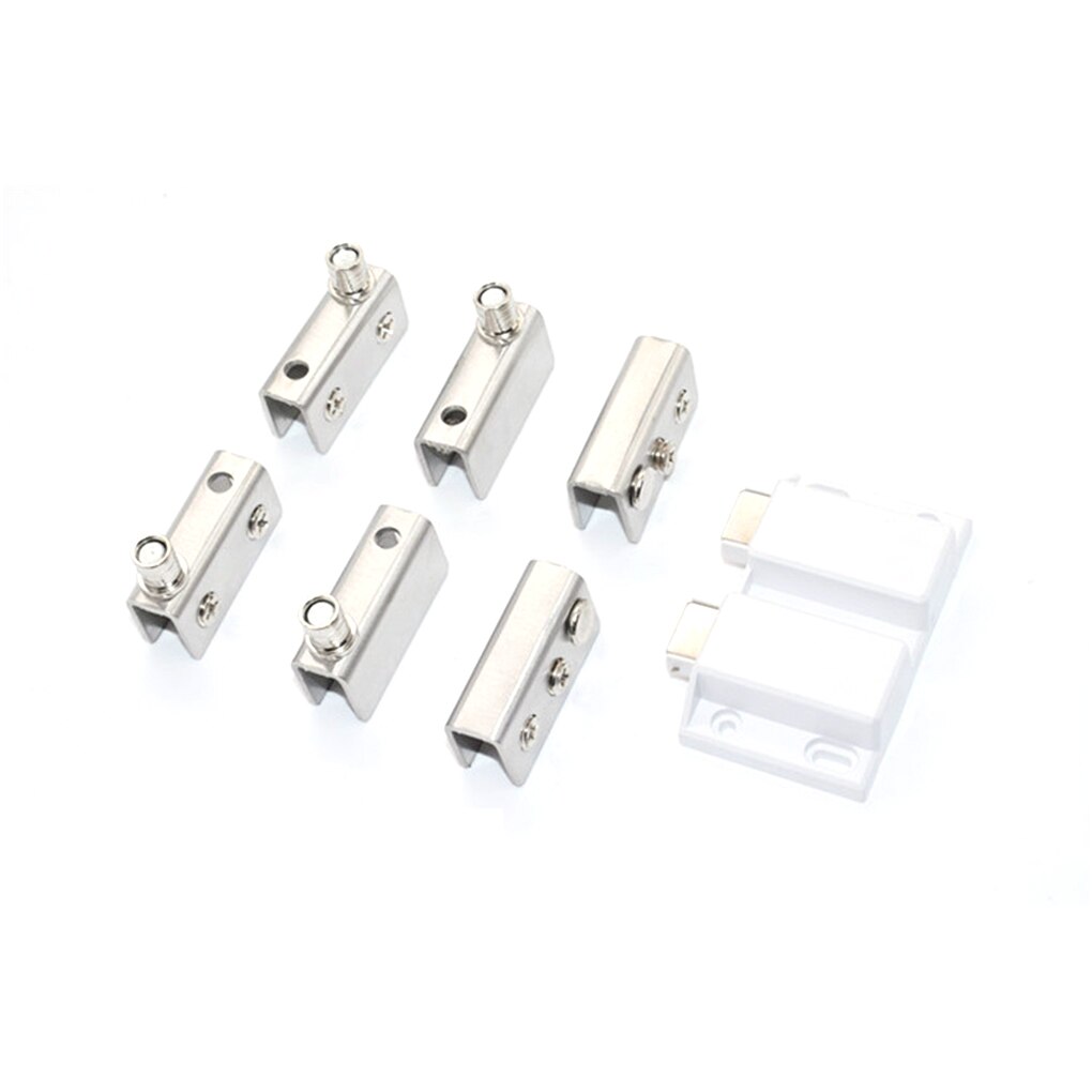 Stainless Steel Glass Cabinet Door Hinge Clip Glass Pivot Hinge Set Display Cabinet Cabinet Clip Furniture Hardware Accessories: Double door