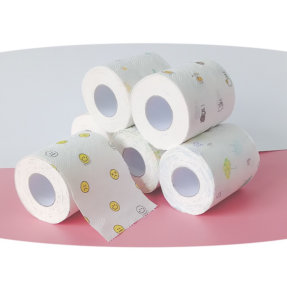 1 Roll Cartoon Print Disposable Cleaning Cloth Kitchen Paper Dishcloth Cleaning Towel High Water Absorbency Wiping Scouring Pad