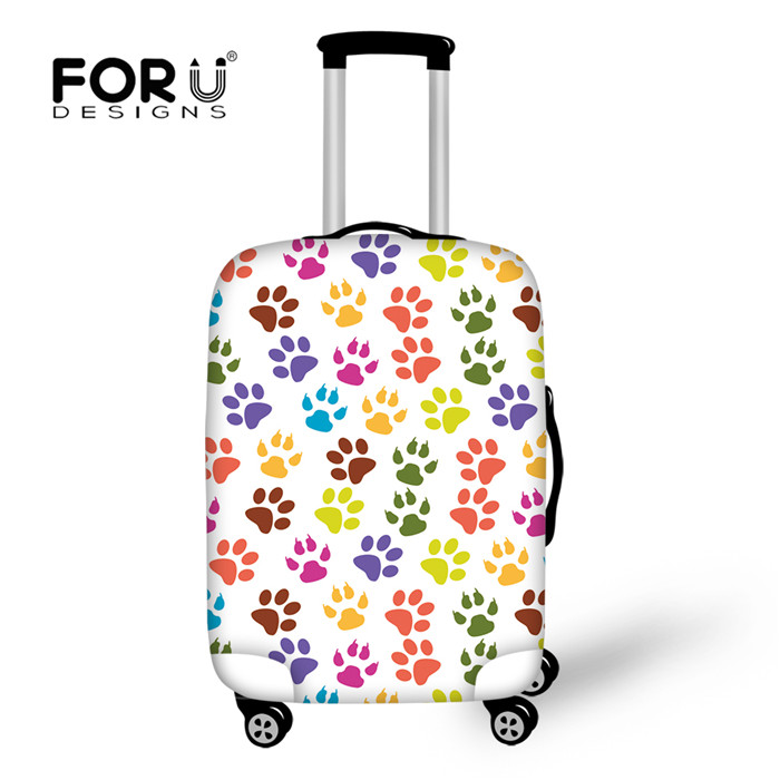 FORUDESIGNS Travel On Road Luggage Cover Protective Dye Dog Paw Print Apply to 18-30 inch Trunk Case Covers Vacation Accessories: CC90058 / M