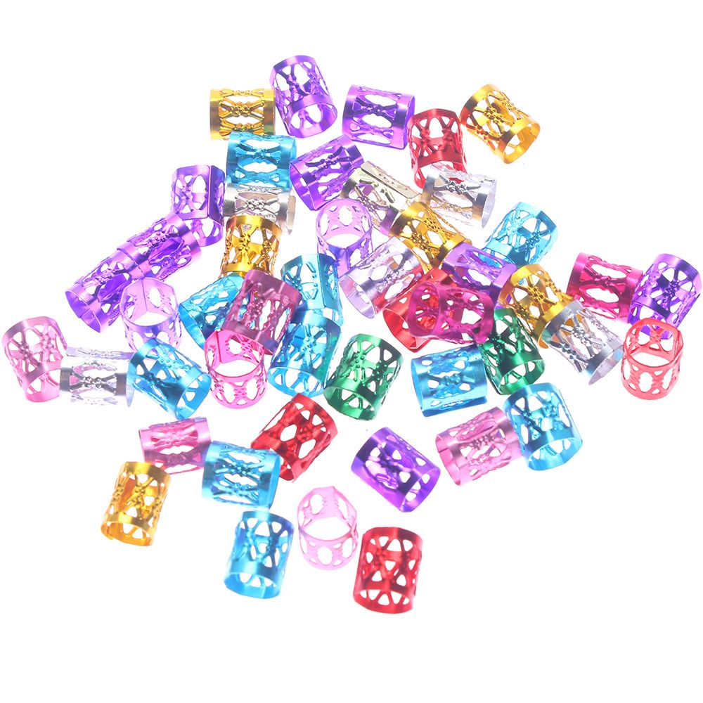 50 PCs/Lot Micro Hair Dread Braids Dreadlock Beads Adjustable Golden/Silver/Mix Cuffs Clips for Hair Accessories: Mixed Color