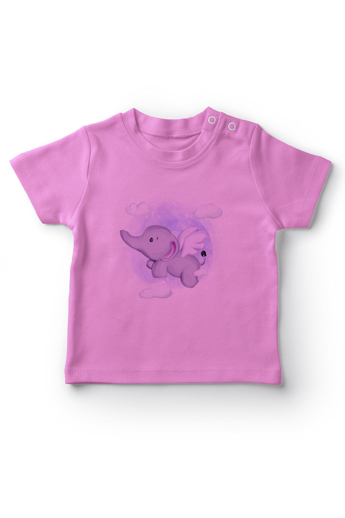 Camiseta rosa do bebê da menina do elefante das aves do bebê de angemiel