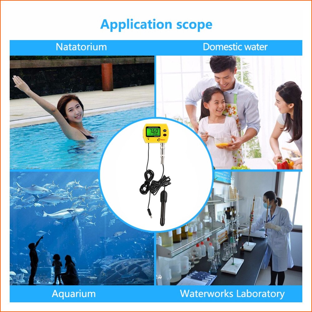 RZ PH Meter Tester Digital Durable Acidimeter Tool Temp Water Monitor For Aquarium Swim Pool Water PH-991With Backlight