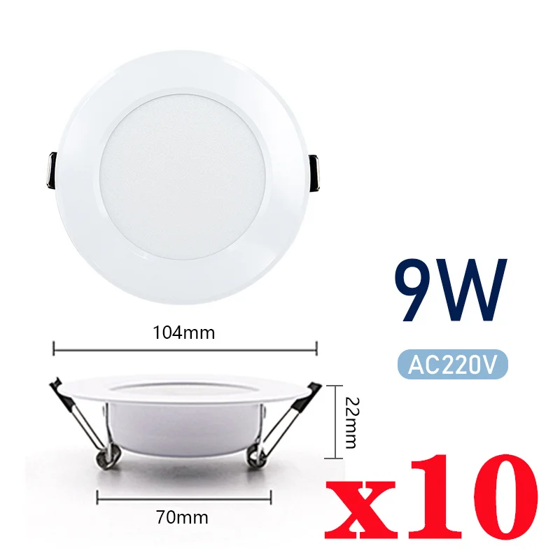 10 teile/los LED Downlight 3W 5W 7W 9W 12W 15W Decke Lampe Runde LED Blub 220V Einbau drinnen LED Decke Licht für Wohnzimmer: Grün / Weiß