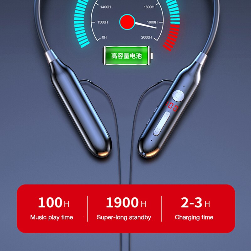 EARDECO Neckband Headphones - Bluetooth 5.0 - 800mAh Battery - Noise Cancelling - Stereo Mic