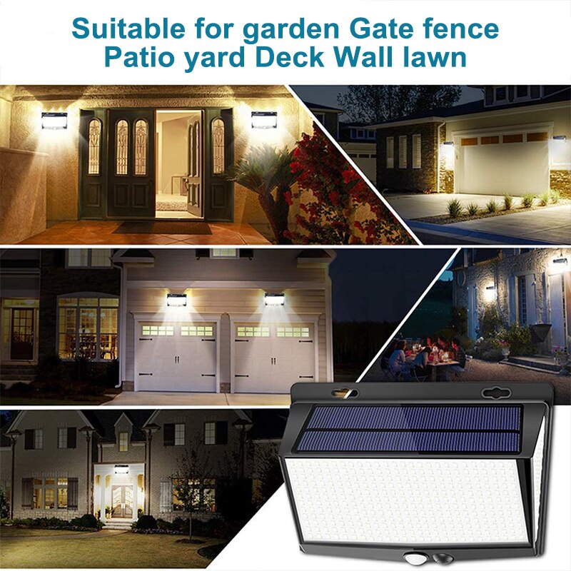 LITOM-Luz LED Solar para exteriores, luz resistente al agua IP65, con Sensor de movimiento PIR, gran angular de 468 °, tres modos de luz, para jardín, 270
