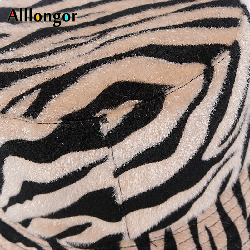 automne hiver imprimé léopard fourrure seau chapeau femmes rue bob coréen pêcheur chapeau Panama Hip Hop bob chapeau