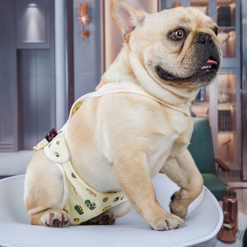 Pantaloncini fisiologici per cani femminili pannolini per cani in cotone con stampa cartone animato per bulldog francese intimo mutandine sanitarie pantaloncini morbidi