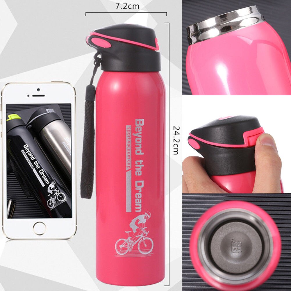 500 ML Bike Water Bottle Outdoor Sport Portable Bicycle Kettle Thermos Water Bottle Stainless Steel Mountain Cycling Bottle