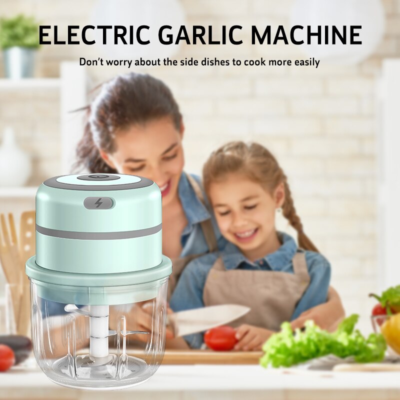 300ml Wireless Portable Electric Garlic Masher Vegetable Meat Grinder Fresh Chili Chopper Charging Mini Durable Kitchen Tool