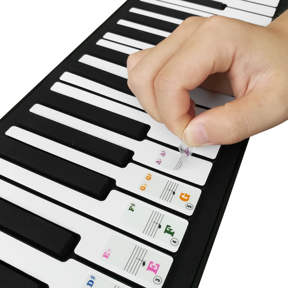 Transparent Removable Piano Keyboard Stickers for 61-key Keyboards for Kids Beginners Piano Practice