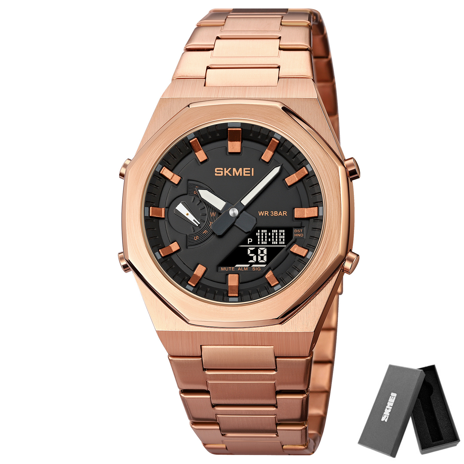Skmei 1816 klokker uformell forretningsklokke kvartsklokke lys dato vanntett armbåndsur relogio maskulin herre sport: Gul