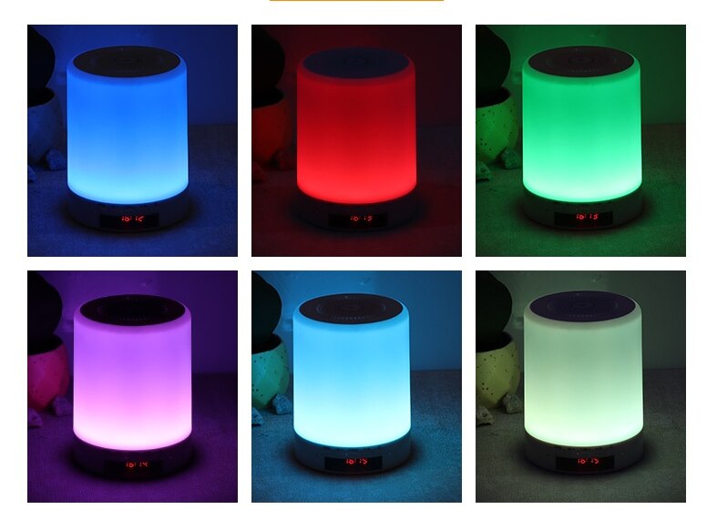 Nachtlampje Met Bluetooth Speaker Draagbare Draadloze Tf Card Bluetooth Speaker Touch Control Kleur Led Nachtkastje Lamp: Default Title