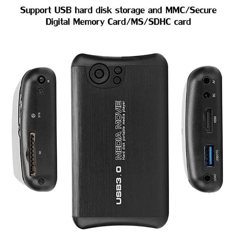 1080P Multimedia Player USB3.0 HDMI AV Output Mini Media Player SATA Support MKV Video Portable U Disk