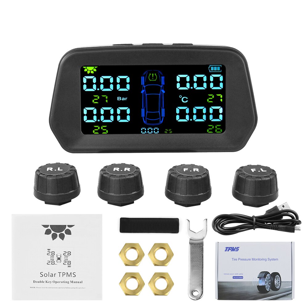 Bandenspanning Monitor System Lite Smart Auto Tpms Solar Power Auto Alarmsystemen Bandenspanning Waarschuwing