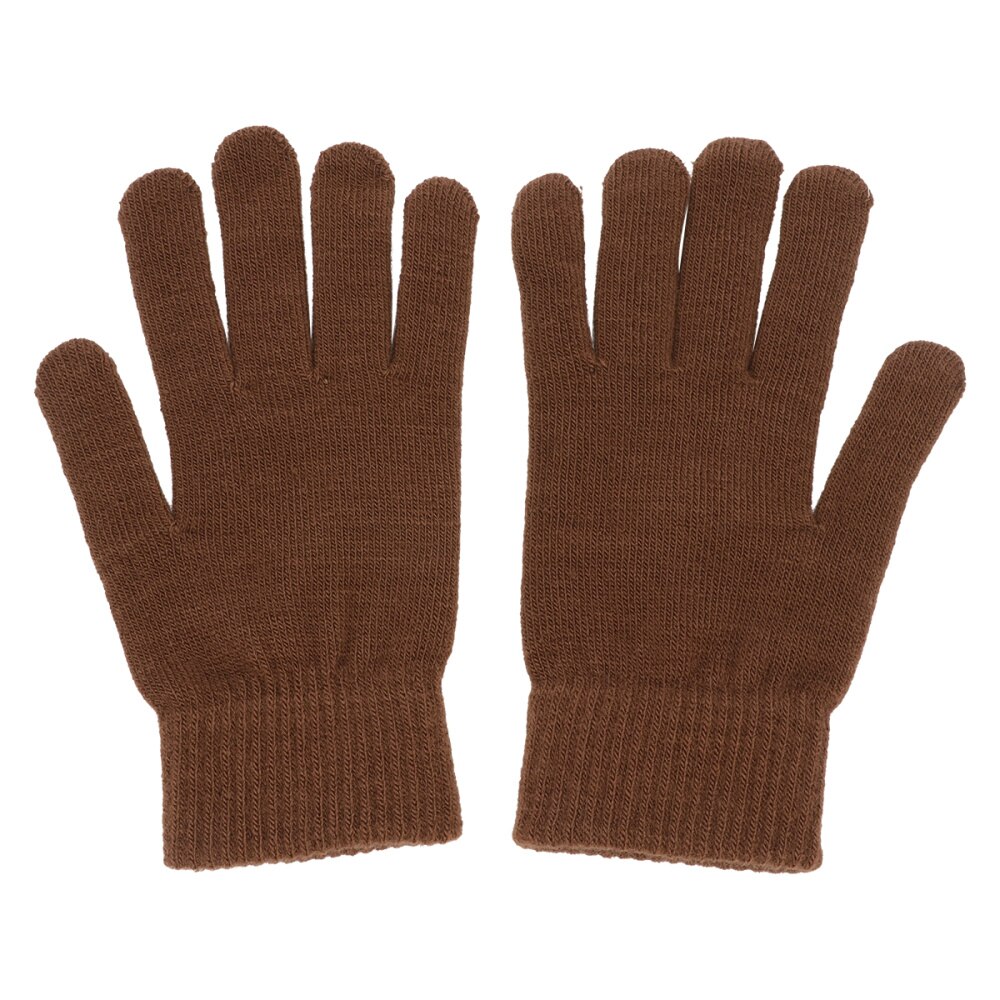 1 par de guantes de punto cálidos de invierno, guantes de dedo completo flexibles, guantes gruesos: Coffee