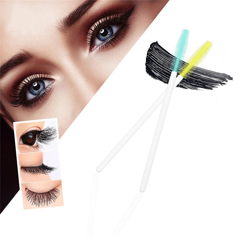 100 pcs Disposable Silicone Eyelashes Brushes white Handle Applicator Mascara Stick Brush Eyelash Extension women Makeup Tools