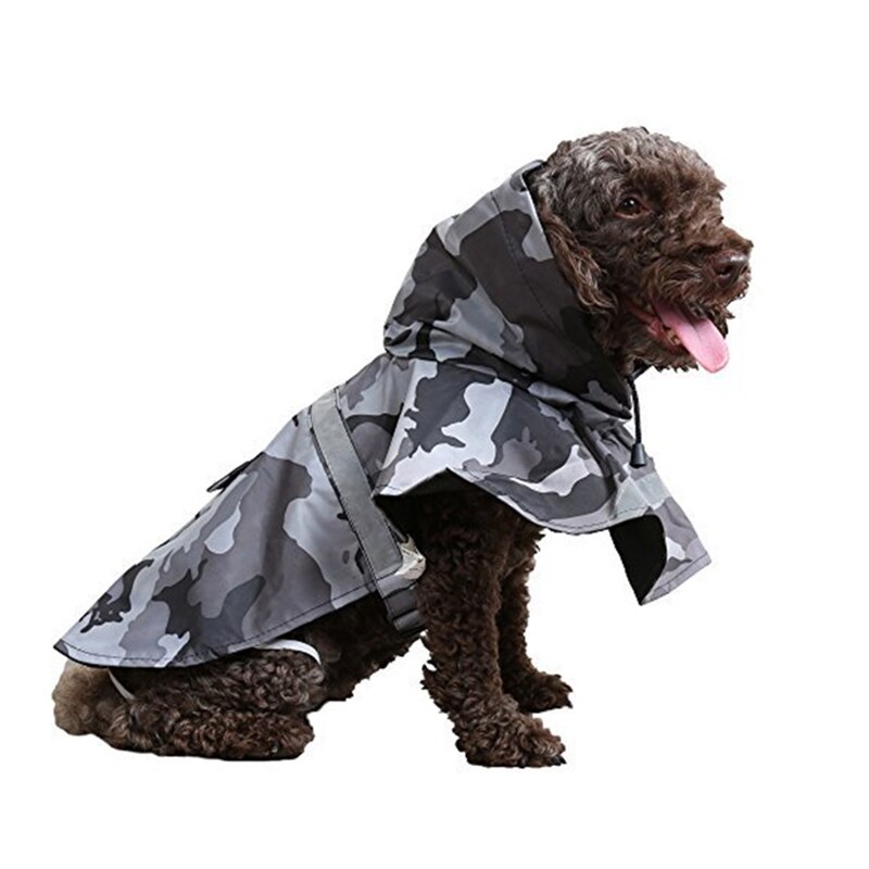 Camouflage stor hund regnfrakke vandtæt sne stor hundetøj frakke regnjakke reflekterende medium hund poncho med trækkraft hul