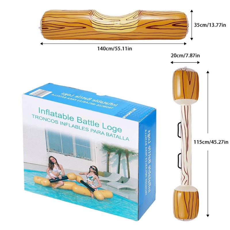 A2UB Battle Log Rafts Summer Swimming Pool Paly Set for Kids/Friends/Family Play with Ride on Realistic Log Rafts