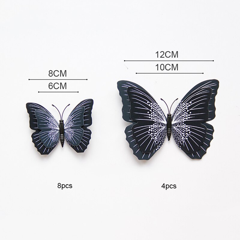 12 stücke Doppel Schicht Einzigen Schicht 3D Schmetterling Zauberstab Aufkleber auf der Zauberstab Heimat Dekor Schmetterling für Dekoration Magnet Kühlschrank aufkleber