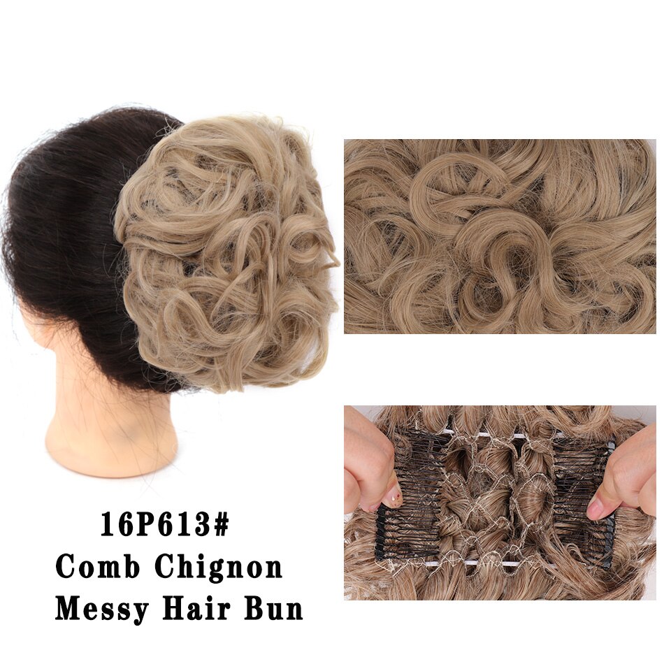 LUPU Synthetische Haarknoten Kamm Clip in Lockige Chignon Haarnadel Synthetische Falsche Haar Schwanz Erweiterung Haar Stück Für Frauen: 16P613