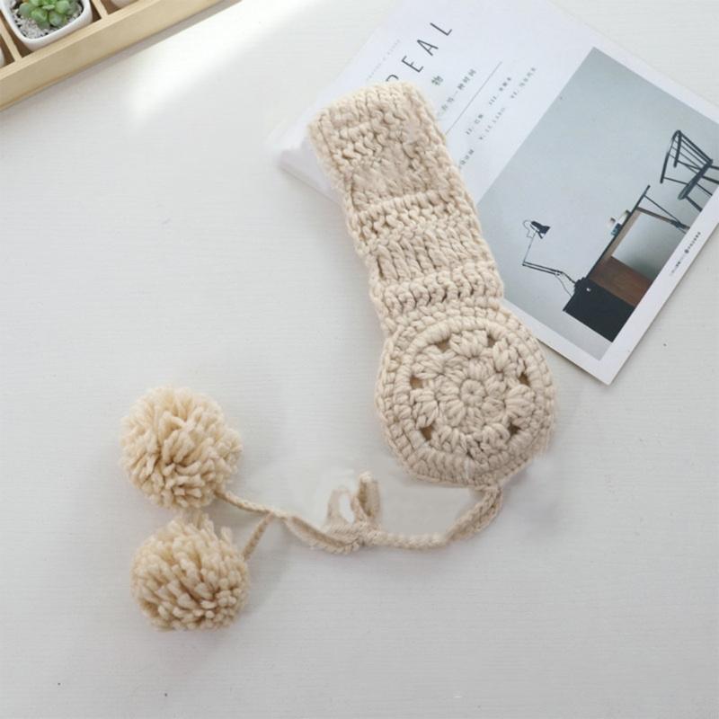 Cache-oreilles en tricot pour femmes, bandeau chauffe-oreille en Crochet, cache-oreilles en tricot avec pompons, cache-oreilles chauds d'hiver