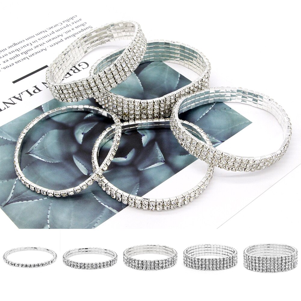 Stretchy Bracelet Anklet Ankle chain Diamante RhinestonesFoot JewelryCrystal Bracelet 1/2/3/4/5 Rows