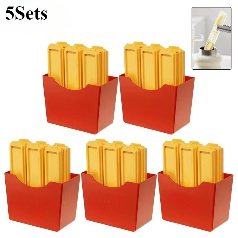 1-10Sets French Fries Ice Cube Mold Long Bar Silicone Tray for Freezer Homemade Ice Sticks Cocktail Maker BPA Free Kitchen Tools: black