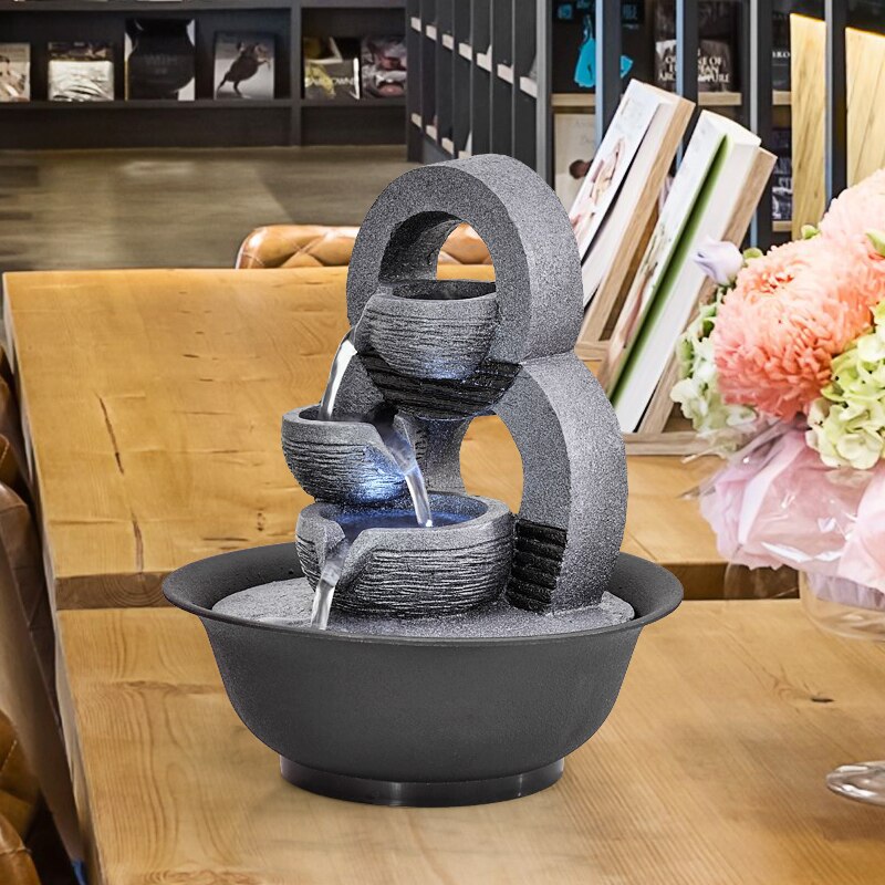 Fuentes de escritorio decorativas para el hogar hechas a mano, fuente de agua interior, artesanía creativa, decoración del hogar y estatuillas, fuente de cascada FengShui
